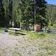 Threemile Campground campsite with river in background
