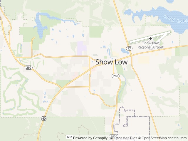 Map of Spearfish RV Resort location at Show Low, AZ, United States