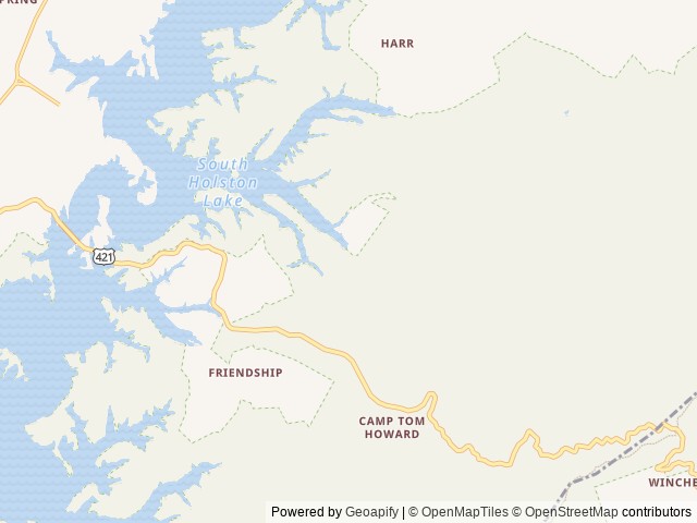 Map of Jacobs Creek Campground (TN) location at Bristol, TN, United States