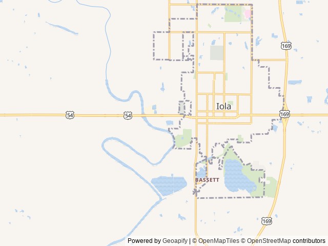 Map of Iola RV and Campground location at Iola, KS, United States