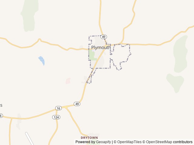 Map of 49er Village RV Resort location at Plymouth, CA, United States