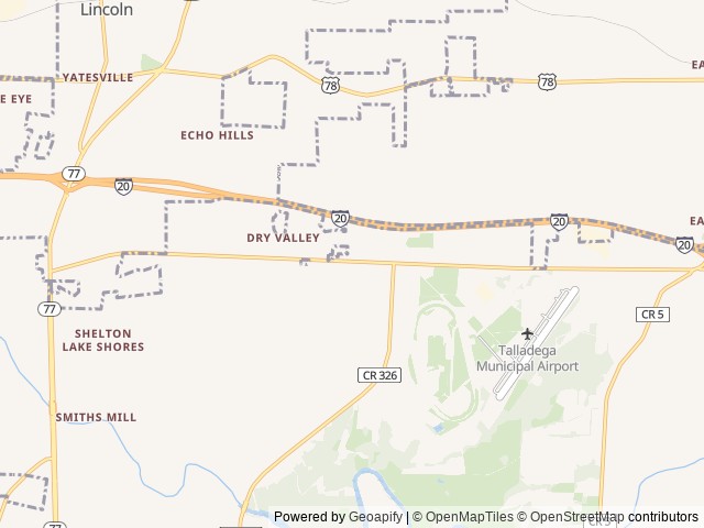 Map of Time Away RV Resort, Lincoln Alabama location at Lincoln, AL, United States