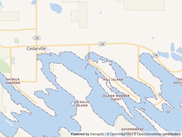 Map of Hills Point Resort location at Cedarville, MI, United States