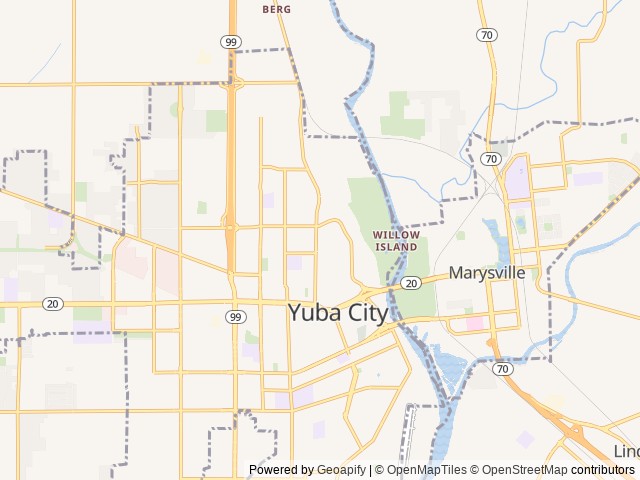Map of Travelhome Park location at Yuba City, CA, United States