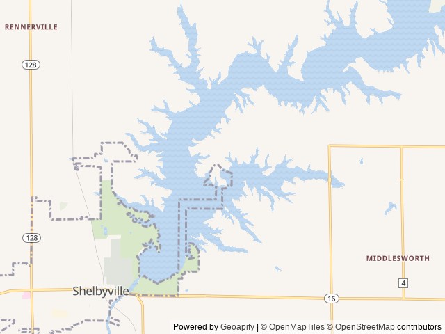 Map of Lithia Springs location at Shelbyville, IL, United States