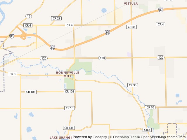 Map of Eby's Pines Campground location at Bristol, IN, United States