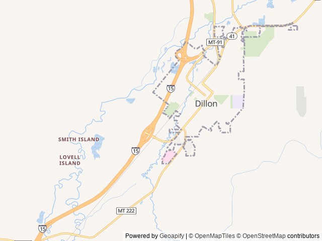 Map of Southside RV Park location at Dillon, MT, United States