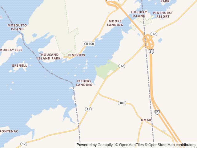 Map of 1000 Islands Campground location at Alexandria Bay, NY, United States