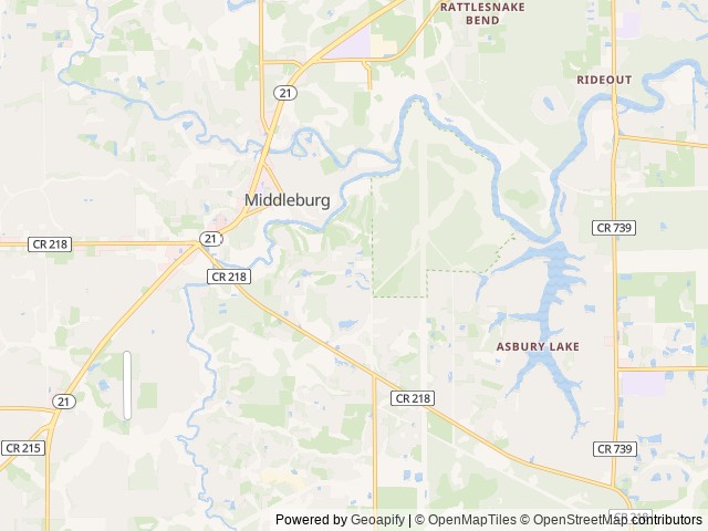 Map of Black Creek Ravines Conservation Area SJRWMD location at Middleburg, FL, United States