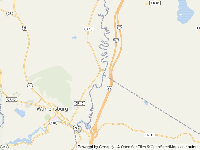 Map of Adirondack Safari location at Warrensburg, NY, United States