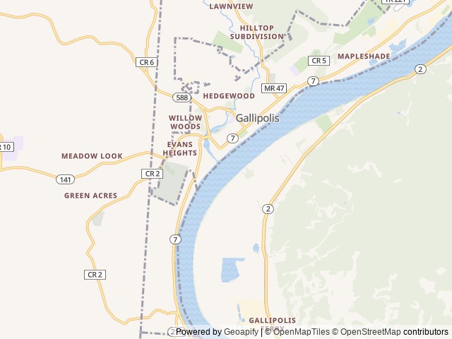 Map for 2013 Jayco Jay Flight 26BH near Gallipolis, OH
