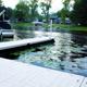 Newly installed docks and marina at Noquebay Resort on Lake Noquebay.