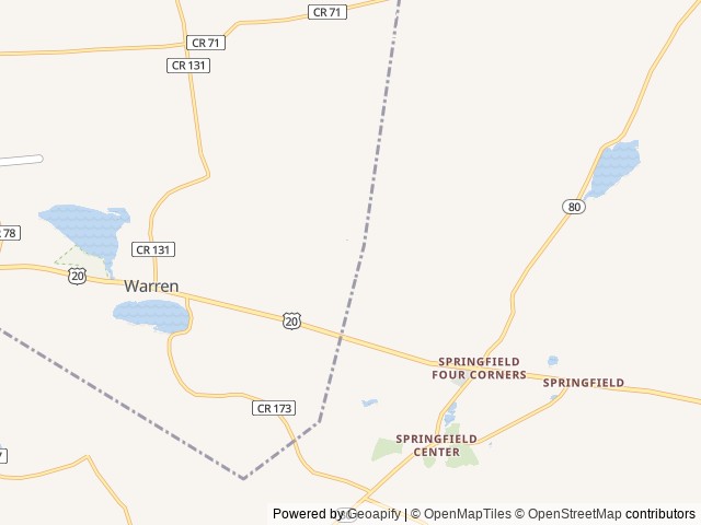 Map of Cooperstown KOA location at Richfield Springs, NY, United States