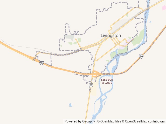 Map of Livingston Campground location at Livingston, MT, United States