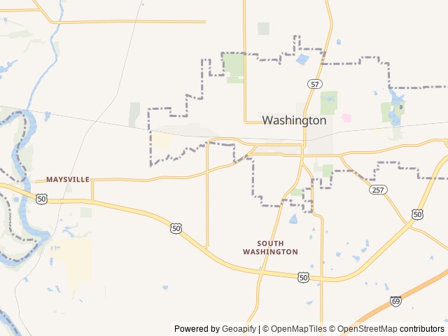 Map for Full Sized Fifth Wheel for Full Time Fun near Washington, IN