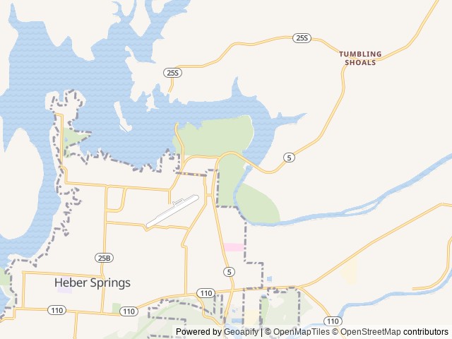 Map of John F Kennedy location at Heber Springs, AR, United States