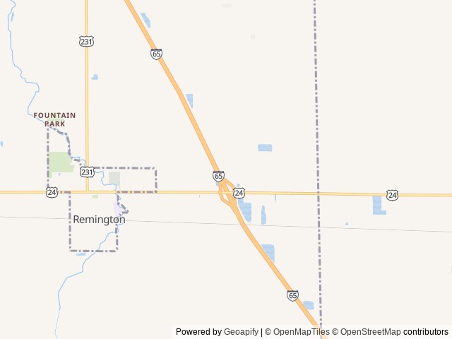 Map of Caboose Lake Campground location at Remington, IN, United States