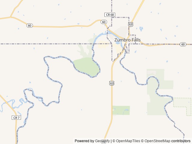 Map of Bluff Valley Campground location at Zumbro Falls, MN, United States