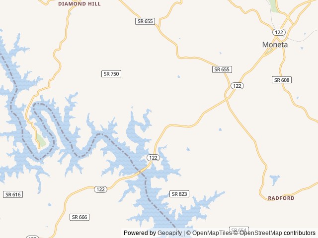 Map of Halesford Harbour Resort location at Moneta, VA, United States
