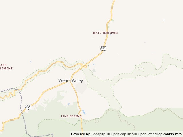 Map of Cove Creek RV Resorts location at Sevierville, TN, United States