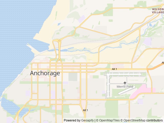 Map of Ship Creek RV Park location at Anchorage, AK, United States