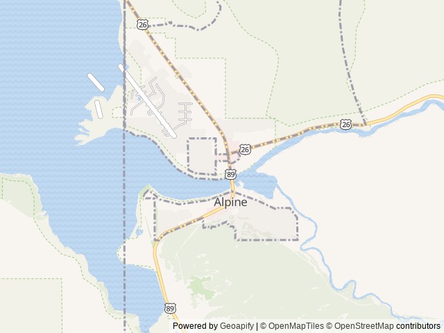 Map of Alpine Valley Resort location at Alpine, WY, United States