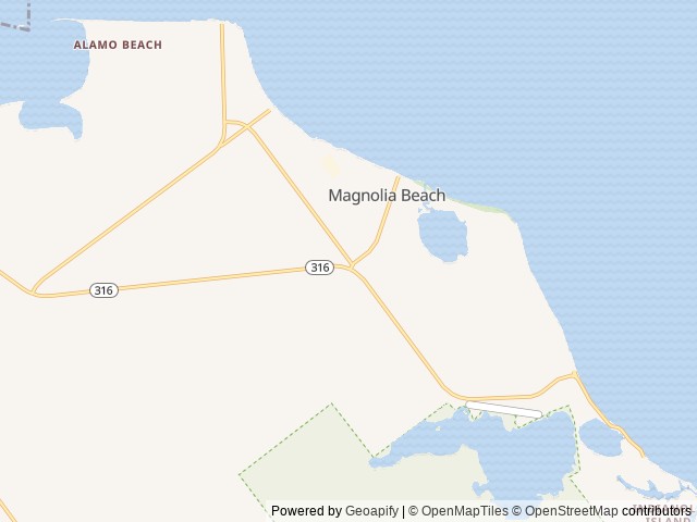 Map of Magnolia Beach RV Park location at Port Lavaca, TX, United States