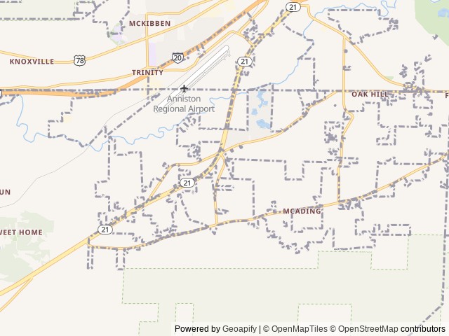 Map of Oxford RV Park location at Oxford, AL, United States