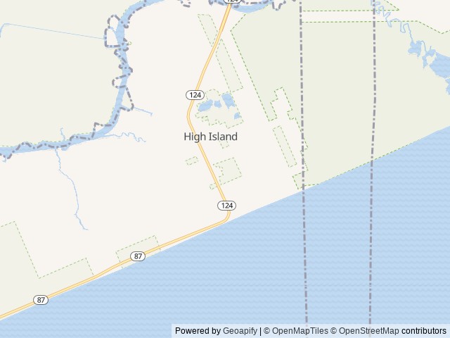 Map of High Island RV Park location at High Island, TX, United States