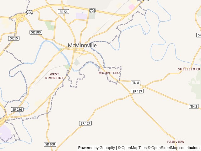 Map for Foster’s Home-Away-From-Home near McMinnville, TN