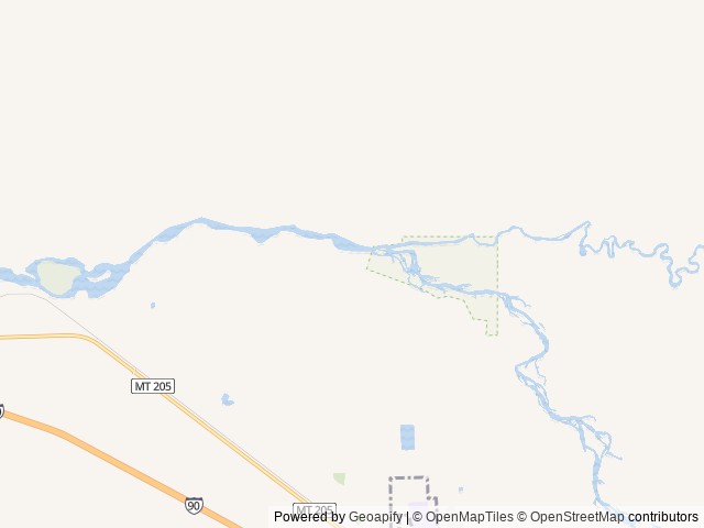 Map of Gallatin River RV location at Manhattan, MT, United States