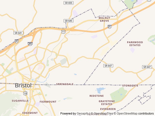 Map for Definitely Not Cousin Eddie’s RV near Bristol, TN