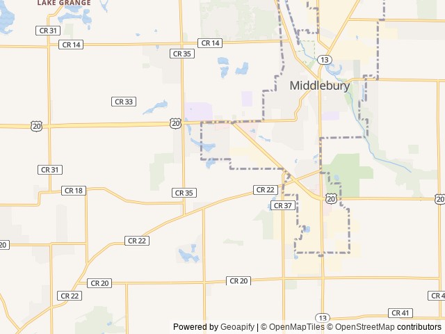 Map for 2025 Forest River Cherokee Alpha Wolf 26DBH-L near Middlebury, MI