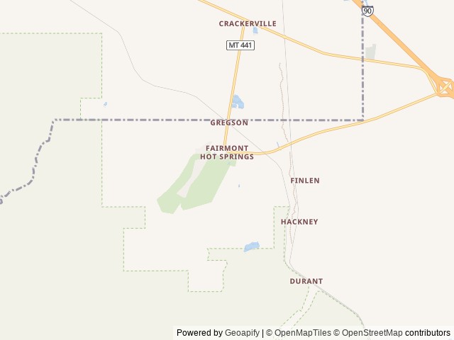 Map of Fairmont RV Resort location at Anaconda, MT, United States