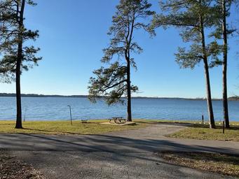 A photo of facility SAN AUGUSTINE with Picnic Table, Electricity Hookup, Fire Pit, Waterfront, Lantern Pole