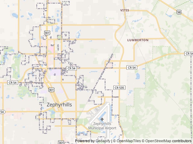 Map of Hillside RV Park (Age Restricted 55+) location at Zephyrhills, FL, United States
