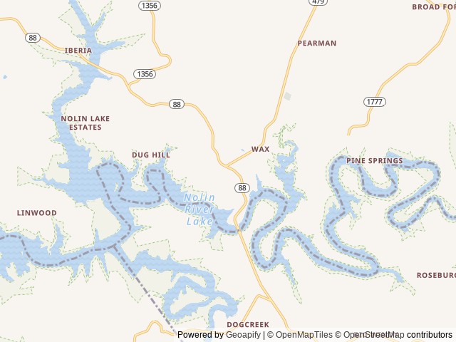 Map of Wax Campground location at Clarkson, KY, United States