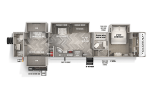 2 bedroom, 2 full baths, 43’ fifth wheel