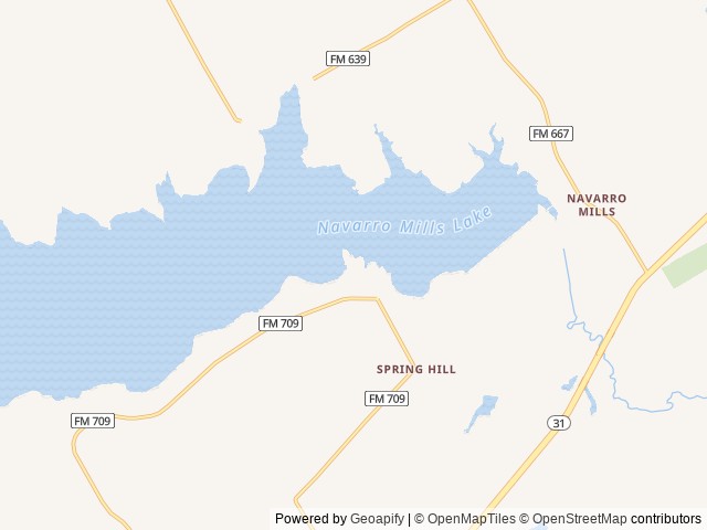 Map of Liberty Hill (Navarro Mills Lake) location at Dawson, TX, United States