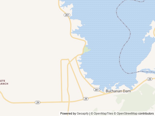 Map of Black Rock Park location at Buchanan Dam, TX, United States