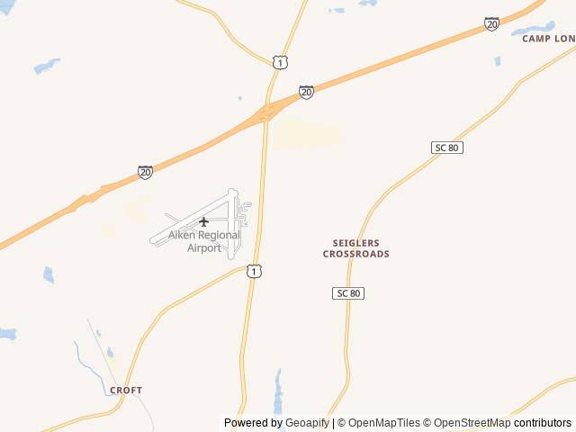Map of Aiken RV Park location at Aiken, SC, United States