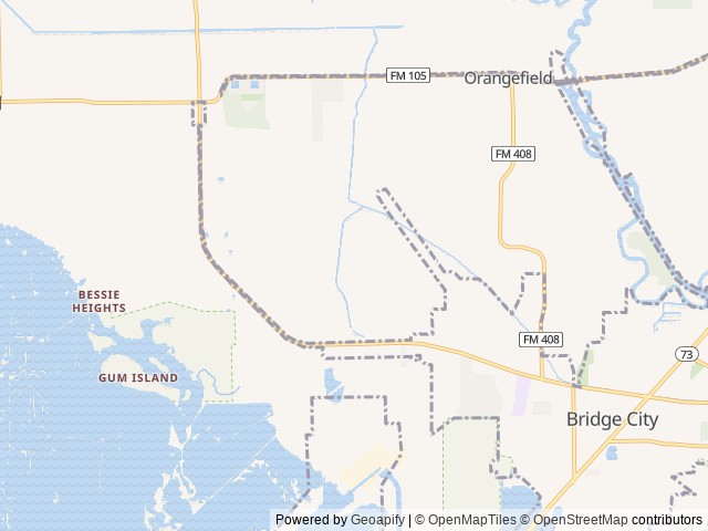 Map of Blue Elbow RV Park location at Orange, TX, United States