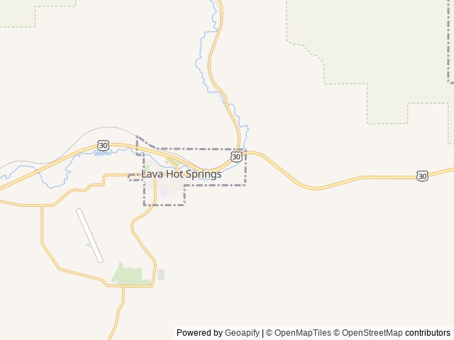 Map of Bristol Cabins location at Lava Hot Springs, ID, United States