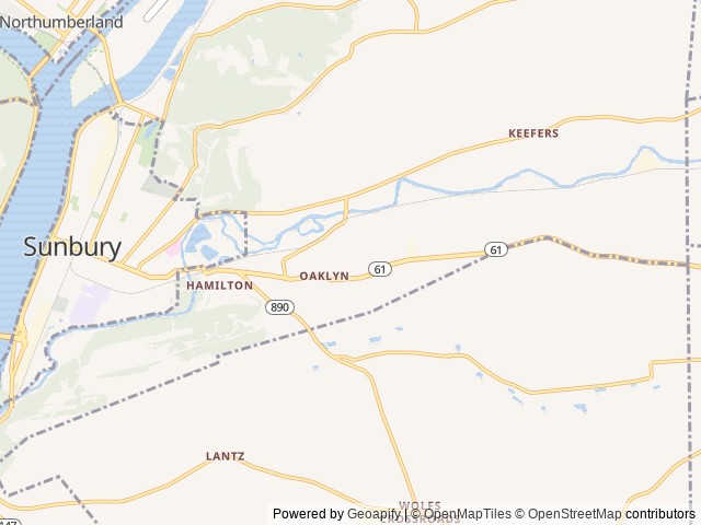 Map for Family Camper 27ft Grey Wolf – Stress-Free Trips near Sunbury, PA