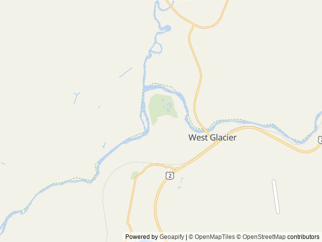 Map of Glacier View Golf RV Park location at West Glacier, MT, United States
