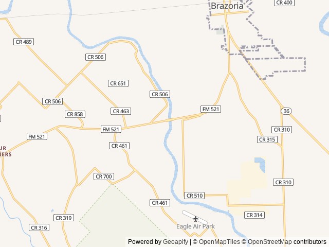 Map of Henry's Hideout Riverfront RV Community location at Brazoria, TX, United States