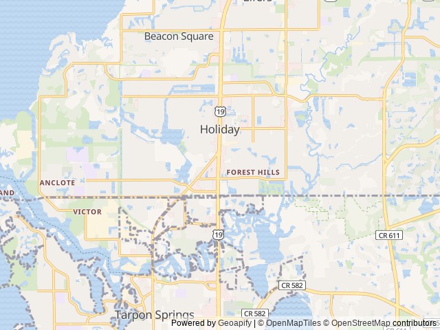Map of Holiday Travel Park location at Holiday, FL, United States
