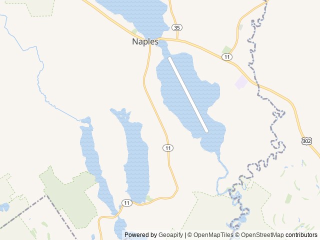 Map of Naples KOA location at Naples, ME, United States