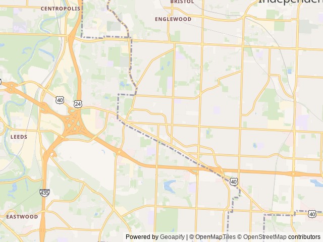 Map of Stadium RV Park location at Independence, MO, United States