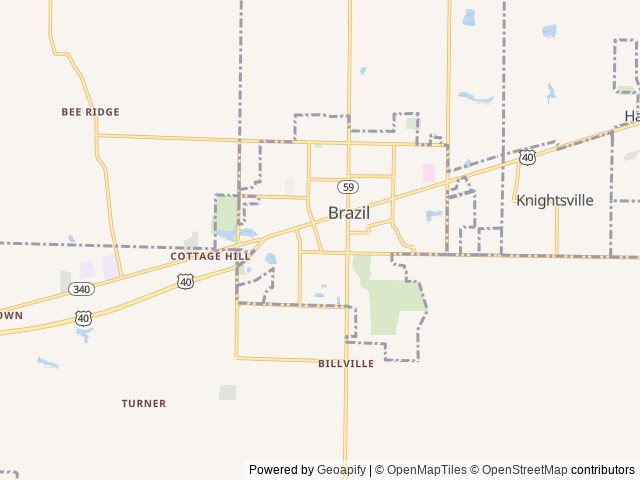 Map of Clay County Fairgrounds location at Brazil, IN, United States